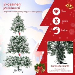 Keinotekoinen joulukuusi 180 cm lumiefektillä ja LED-valoilla