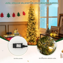 Vihreä valmiiksi valaistu puolikas joulukuusi 210 cm