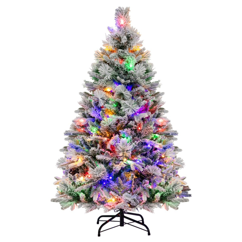 136 cm vihreä ja valkoinen luminen joulukuusi LED-valoilla