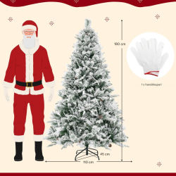 180 cm luminen joulukuusi LED-valoilla ja kävyillä