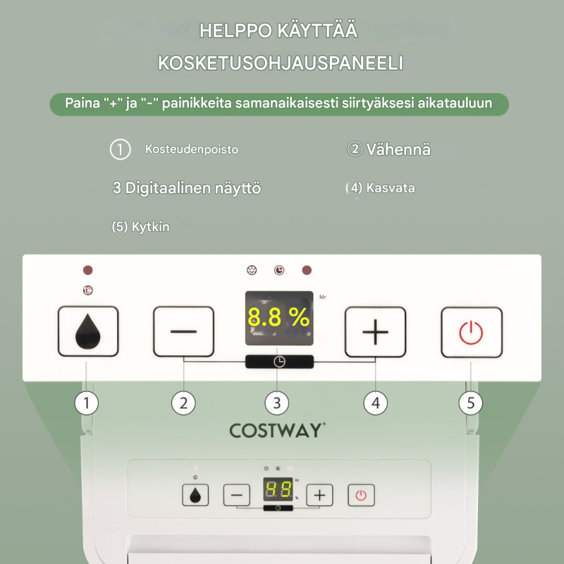 12L ilmankuivain ajastimella hiljainen toiminta valkoinen