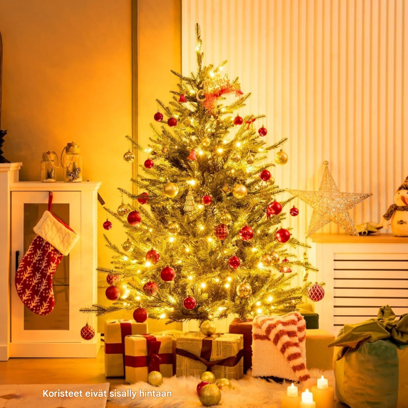 136 cm vihreä tekokuusi lämpimillä LED-valoilla