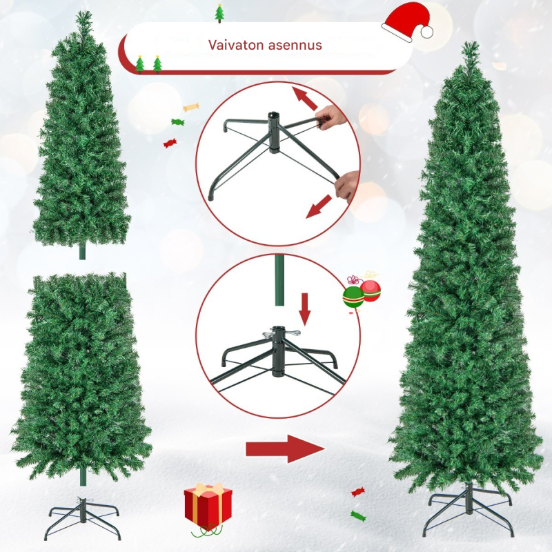 Vihreä lasikuituoptiikka joulukuusi 180 cm korkealaatuinen PVC