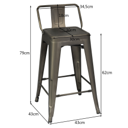 Neljän harmaan metallituolin setti irrotettavalla selkänojalla