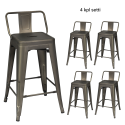 Neljän harmaan metallituolin setti irrotettavalla selkänojalla