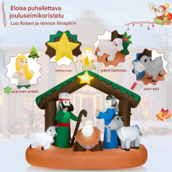 Puhallettava 180 cm joulu seimikoriste LED-valoilla ulkokäyttöön