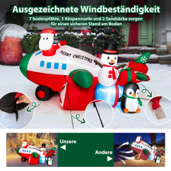 Joulupukki helikopterissa ilmatäytteinen koriste LED-valoilla