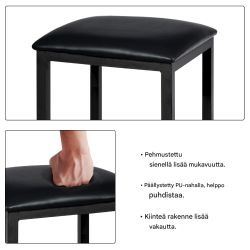 Kolmiosainen ruskea ruokailusetti kahdelle pieniin tiloihin