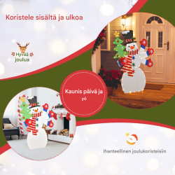 Värikäs 123 cm LED-lumiukko vilkkuvilla valoilla joulukoristeeksi