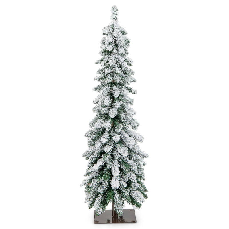 Keinotekoinen joulukuusi 120 cm LED-valot lumiefekti vihreä/valkoinen