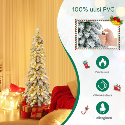 Keinotekoinen joulukuusi 120 cm, LED-valot, lumiefekti, vihreä/valkoinen