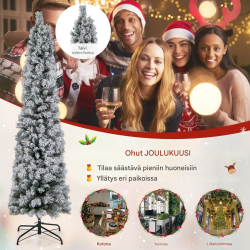 Lumipeitteinen 180 cm joulukuusi 150 lämpimällä valolla