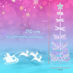 210 cm valkoinen LED spiraalijoulukuusi 341 valolla