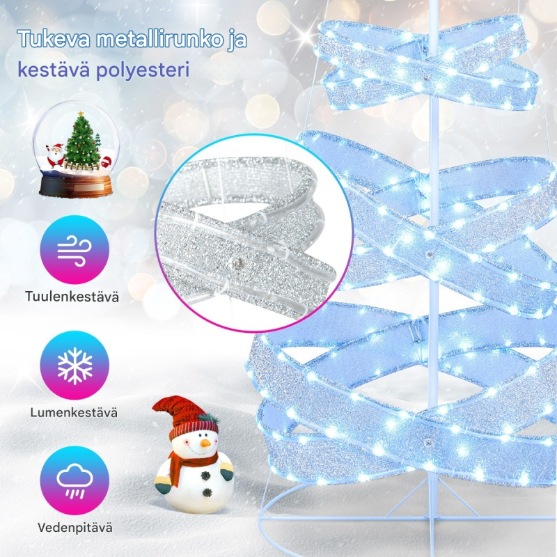 210 cm valkoinen LED spiraalijoulukuusi 341 valolla