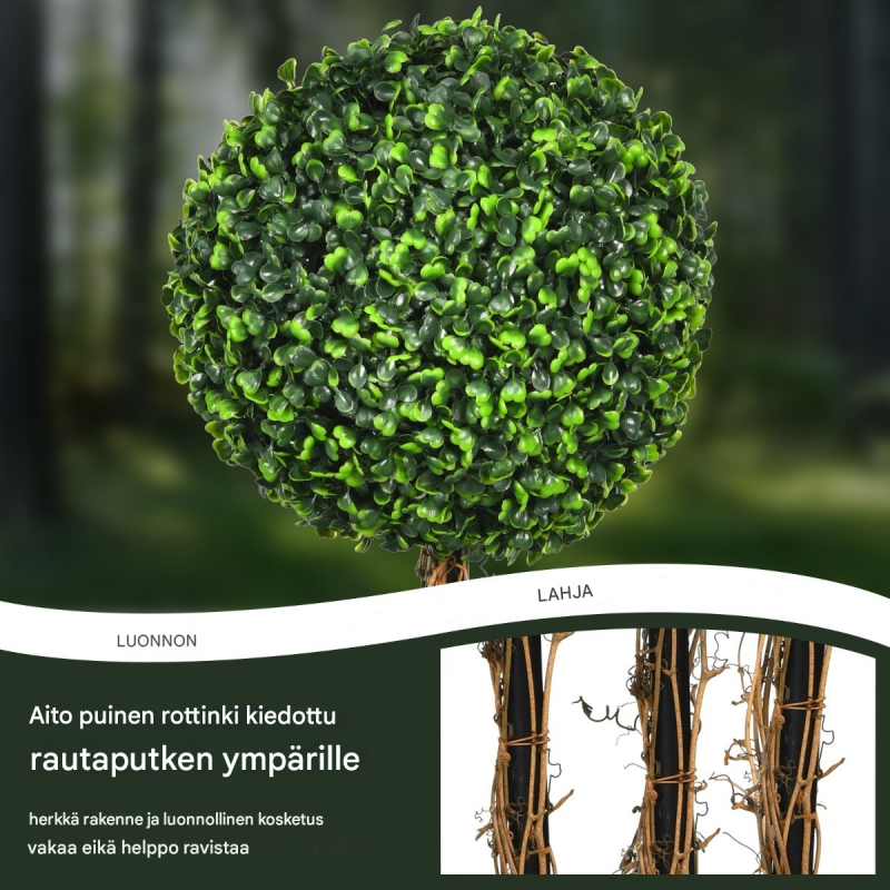 Keinotekoinen puu ruukussa, vihreä, sisä- ja ulkokäyttöön