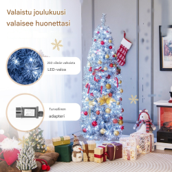 180 cm mustavalkoinen lyijykynä joulukuusi LED-valoilla