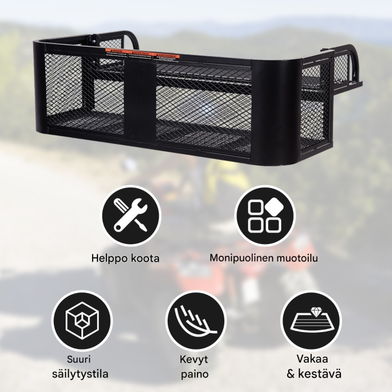 ATV-takakori mesh-pinnalla, musta, universaali, helppo asennus