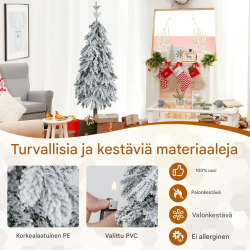 150 cm lumiefektillä varustettu keinotekoinen joulukuusi, vihreä ja valkoinen