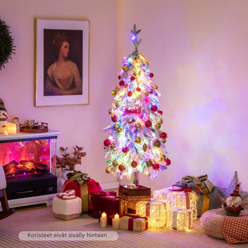150 cm lumiefektillä varustettu keinotekoinen joulukuusi, vihreä ja valkoinen