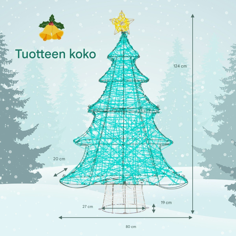 Vihreä LED-valaistu keinotekoinen joulukuusi ulko- ja sisäkäyttöön