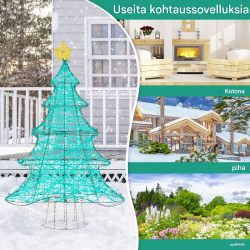 Vihreä LED-valaistu keinotekoinen joulukuusi ulko- ja sisäkäyttöön