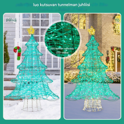 Vihreä LED-valaistu keinotekoinen joulukuusi ulko- ja sisäkäyttöön