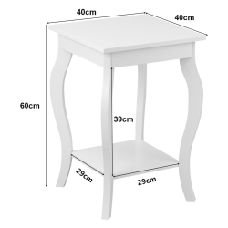 Kaksitasoiset valkoiset sivupöydät olohuoneeseen ja makuuhuoneeseen