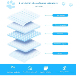 Siniset koiran harjoitusalustat 100 kpl, 5-kerroksinen vuotamaton muotoilu
