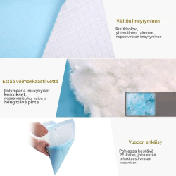 Siniset koiran harjoitusalustat 100 kpl, 5-kerroksinen vuotamaton muotoilu