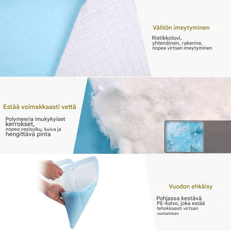 Siniset koiran harjoitusalustat 100 kpl, 5-kerroksinen vuotamaton muotoilu