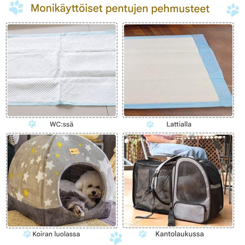 Siniset koiran harjoitusalustat 100 kpl, 5-kerroksinen vuotamaton muotoilu