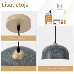 Moderni harmaa kattovalaisin säädettävällä ripustuskaapelilla