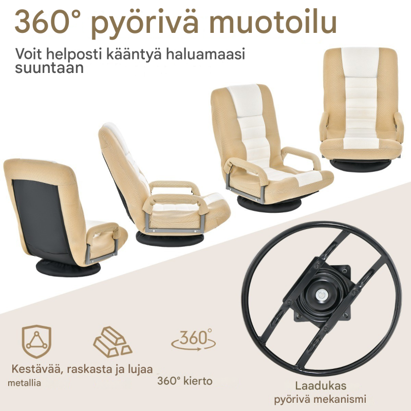 Beige 360° kääntyvä lattiasohva säädettävällä selkänojalla