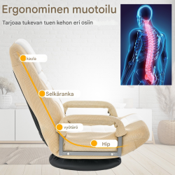 Beige 360° kääntyvä lattiasohva säädettävällä selkänojalla
