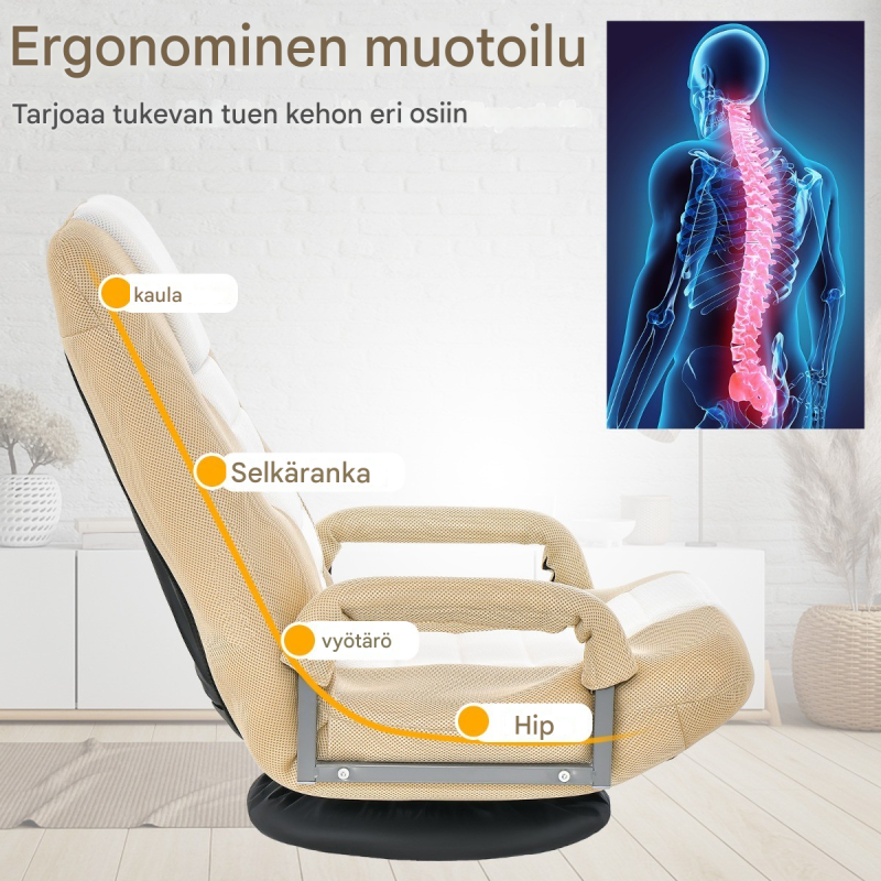 Beige 360° kääntyvä lattiasohva säädettävällä selkänojalla
