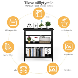 Musta puinen konsolipöytä kaatumisenestolla ja säilytystilalla