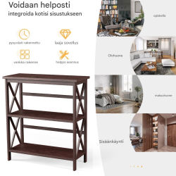 Konsolipöytä puusta kaatumisenestolla, moderni kahvinvärinen muotoilu