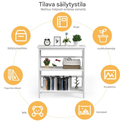 Valkoinen puinen konsolipöytä kaatumisenestolla ja säilytystilalla