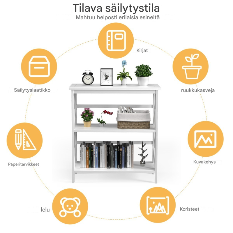 Valkoinen puinen konsolipöytä kaatumisenestolla ja säilytystilalla