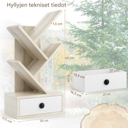 5-tasoinen puun muotoinen kirjahylly laatikolla beige 5-tasoinen puun muotoinen kirjahylly laatikolla beige