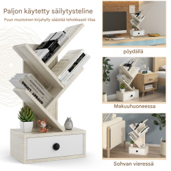 5-tasoinen puun muotoinen kirjahylly laatikolla beige 5-tasoinen puun muotoinen kirjahylly laatikolla beige