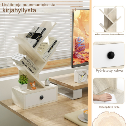 5-tasoinen puun muotoinen kirjahylly laatikolla beige 5-tasoinen puun muotoinen kirjahylly laatikolla beige