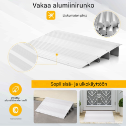 Säädettävä alumiiniramppi hopea, liukumaton sisäänkäynti 10,5 cm
