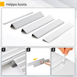 Säädettävä alumiiniramppi hopea, liukumaton sisäänkäynti 10,5 cm