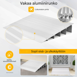 Säädettävä alumiiniramppi hopea, 13 cm korkea kynnysramppi