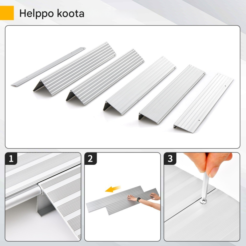 Säädettävä alumiiniramppi hopea, 13 cm korkea kynnysramppi