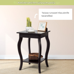 Kaksi ruskeaa eleganttia sivupöytää olohuoneeseen ja makuuhuoneeseen