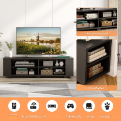 Tv-taso 65 tuumalle, musta, säädettävä, säilytystilalla