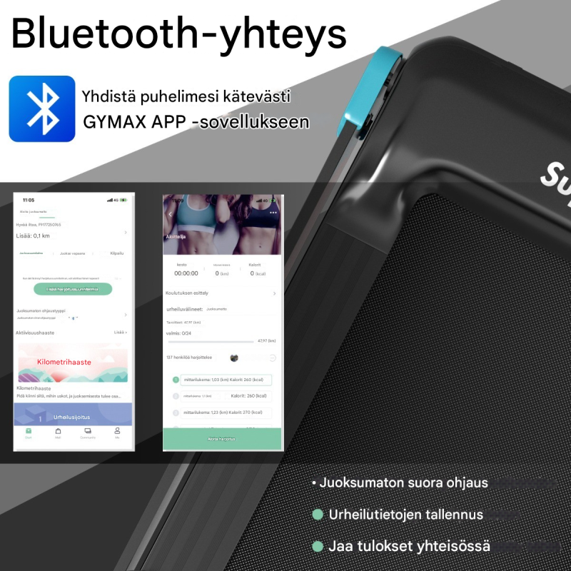 Taitettava juoksumatto kotiin bluetoothilla ja LED-näytöllä sininen