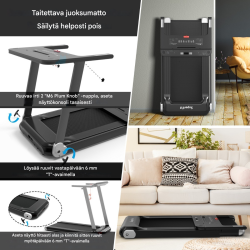 Taitettava juoksumatto kotiin bluetoothilla ja LED-näytöllä hopea